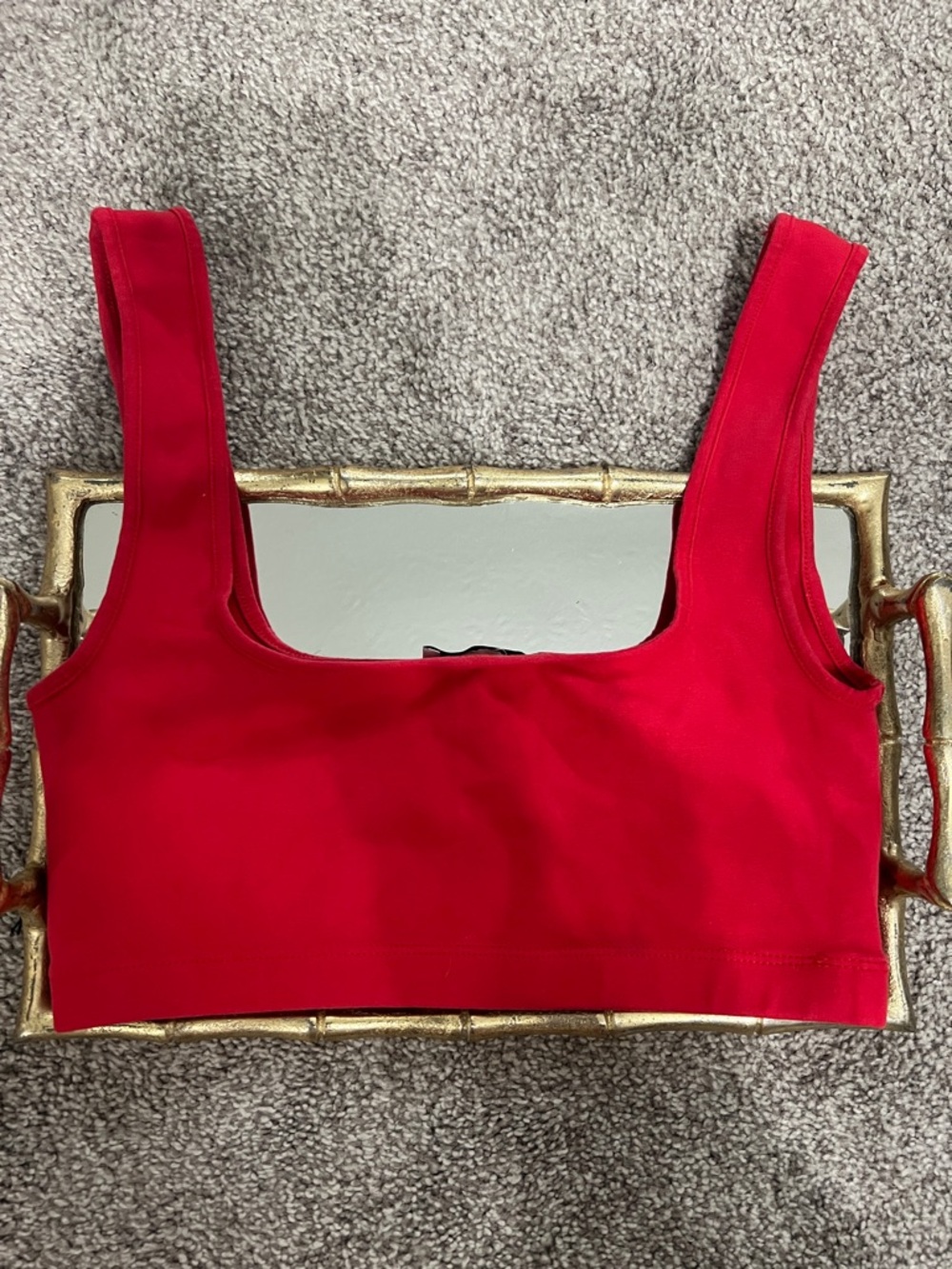 Zara Red Scoop Neck Cropped Tank